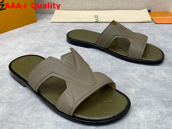 LV Oasis Mule in Khaki Green Grained Calf Leather Replica