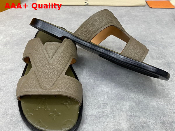 LV Oasis Mule in Khaki Green Grained Calf Leather Replica