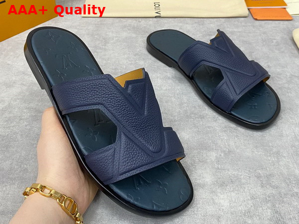 LV Oasis Mule in Navy Blue Grained Calf Leather 1AA4E3 Replica