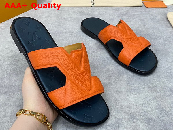 LV Oasis Mule in Orange Grained Calf Leather Replica