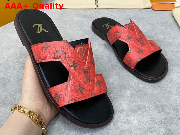 LV Oasis Mule in Red Monogram Grained Calf Leather 1AAR39 Replica