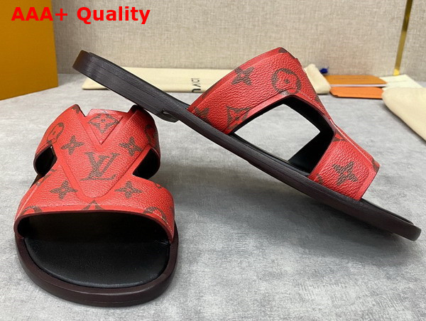 LV Oasis Mule in Red Monogram Grained Calf Leather 1AAR39 Replica