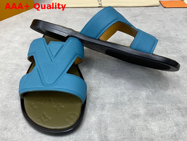 LV Oasis Mule in Sky Blue Grained Calf Leather Replica