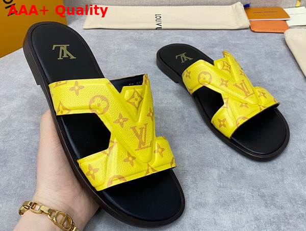 LV Oasis Mule in Yellow Monogram Grained Calf Leather Replica