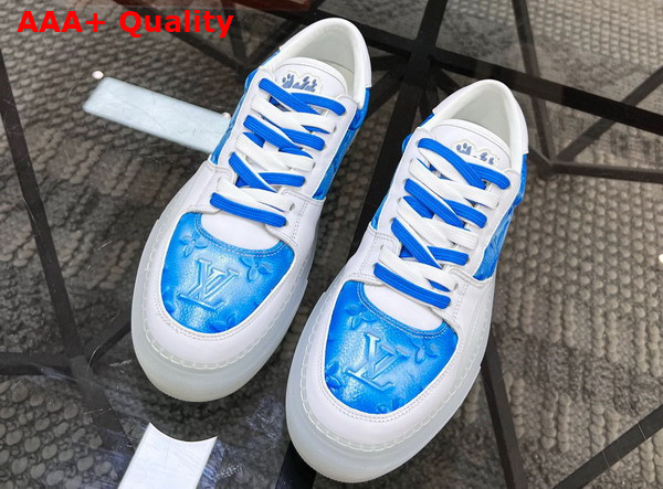 LV Ollie Richelieu Sky Blue Monogram Embossed Grained Calf Leather Replica