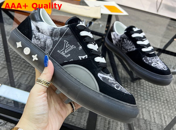 LV Ollie Sneaker in Black Canvas Tie Die Laces Replica