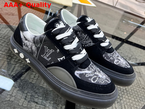 LV Ollie Sneaker in Black Canvas Tie Die Laces Replica