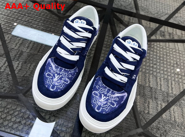 LV Ollie Sneaker in Blue Canvas Tie Die Laces 1AA7ME Replica