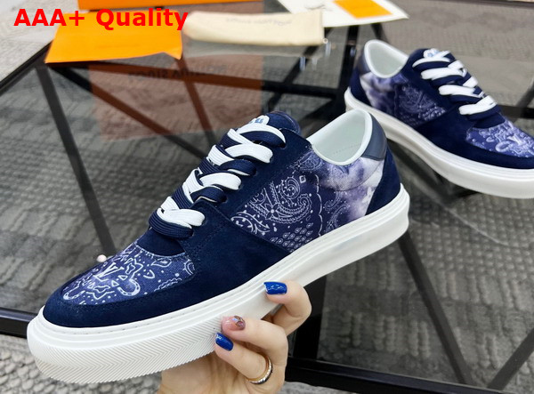 LV Ollie Sneaker in Blue Canvas Tie Die Laces 1AA7ME Replica