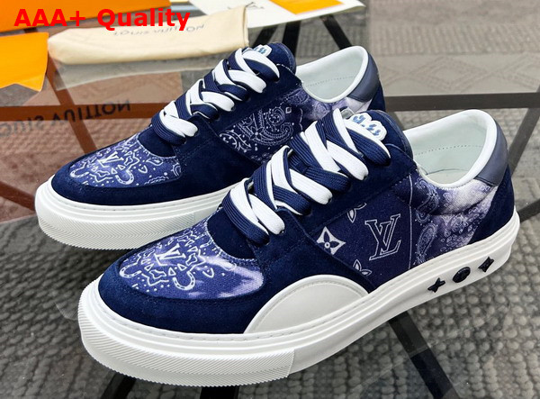 LV Ollie Sneaker in Blue Canvas Tie Die Laces 1AA7ME Replica