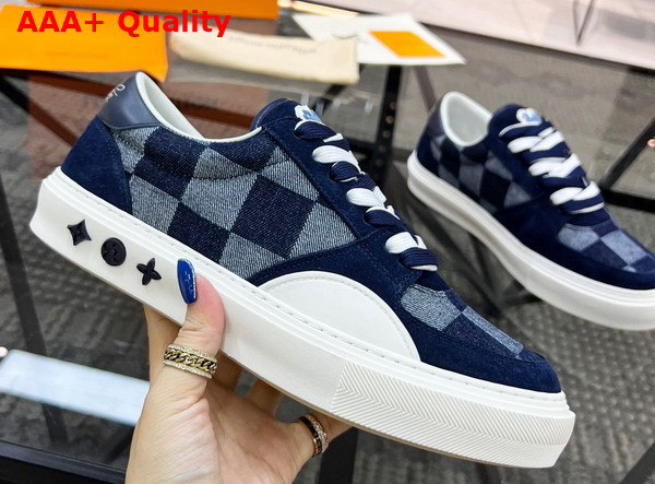 LV Ollie Sneaker in Blue Damier Denim Replica