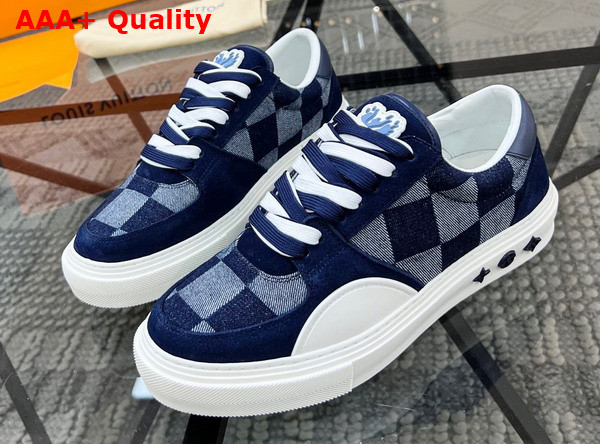 LV Ollie Sneaker in Blue Damier Denim Replica