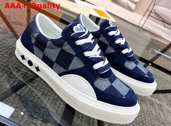 LV Ollie Sneaker in Blue Damier Denim Replica