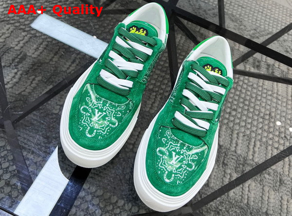 LV Ollie Sneaker in Green Canvas Tie Die Laces Replica