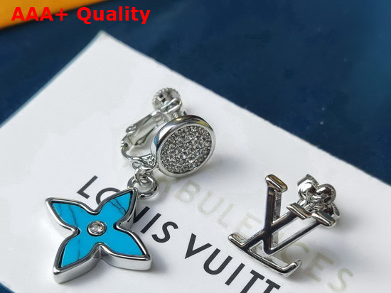 LV Opal Earrings Silver Color Hardware Blue Opal MP3051 Replica