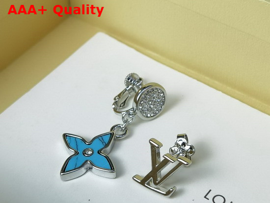 LV Opal Earrings Silver Color Hardware Blue Opal MP3051 Replica