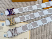 LV Optic 40mm Reversible Belt White Red Damier Spray Calf Leather On Front M0556V Replica