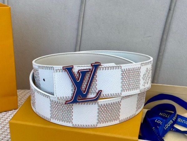 LV Optic 40mm Reversible Belt White Red Damier Spray Calf Leather On Front M0556V Replica