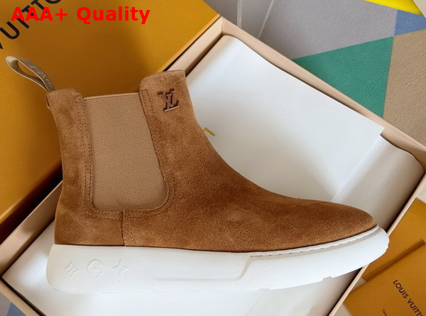 LV Pacific Chelsea Boot in Beige Suede Calf Leather 1ADG78 Replica