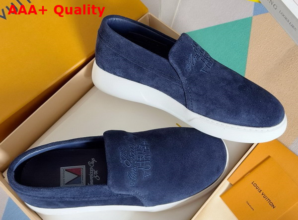 LV Pacific Loafer in Navy Blue Suede Calf Leather 1AD6YV Replica