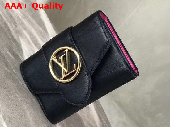 LV Pont 9 Compact Wallet Black Cowhide Leather M69175 Replica