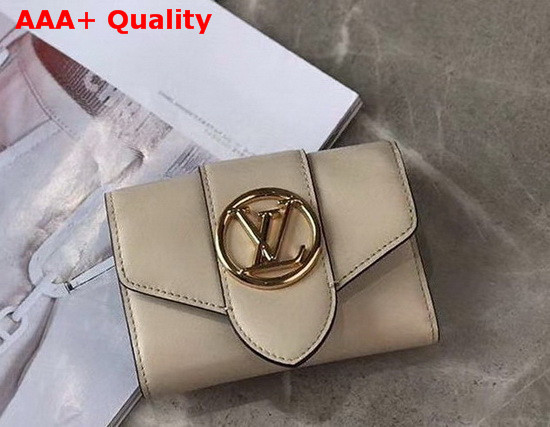 LV Pont 9 Compact Wallet Cream Cowhide Leather M69176 Replica