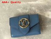 LV Pont 9 Compact Wallet Storm Blue Cowhide Leather Replica