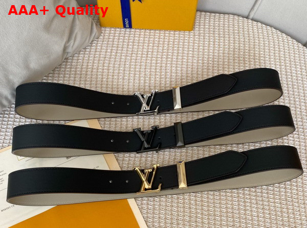 LV Pyramide 35mm Belt Black and Beige Calf Leather M0467T Replica