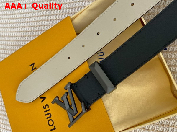 LV Pyramide 35mm Belt Black and Beige Calf Leather M0467T Replica