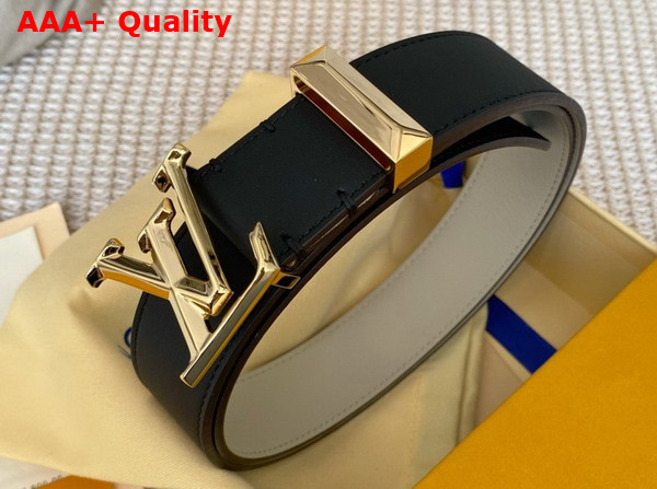 LV Pyramide 35mm Belt Black and Beige Calf Leather M0467T Replica