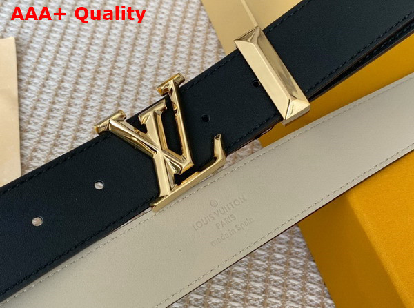 LV Pyramide 35mm Belt Black and Beige Calf Leather M0467T Replica