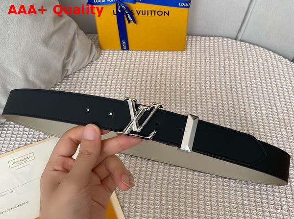 LV Pyramide 35mm Belt Black and Beige Calf Leather M0467T Replica