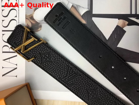 LV Pyramide 40mm Belt Black Embossed with Monogram Pattern Calf Leather Strap M0032T Replica