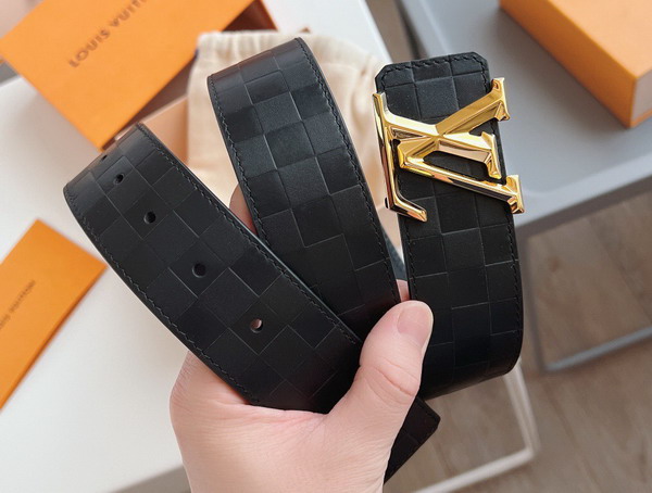 LV Pyramide 40mm Belt in Black Damier Leather Replica