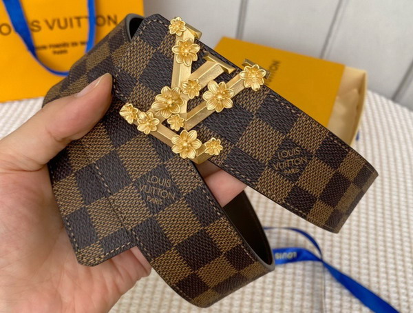 LV Pyramide Flower 40mm Reversible Belt Damier Ebene Canvas Replica