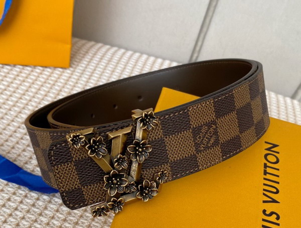 LV Pyramide Flower 40mm Reversible Belt Damier Ebene Canvas Replica