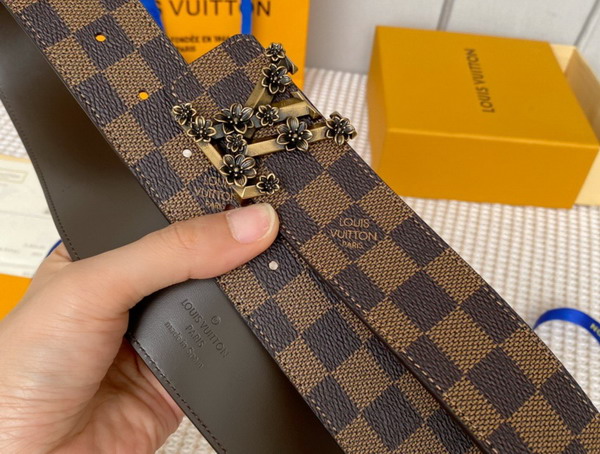 LV Pyramide Flower 40mm Reversible Belt Damier Ebene Canvas Replica