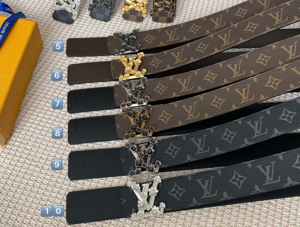 LV Pyramide Flower 40mm Reversible Belt Damier Ebene Canvas Replica