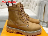 LV Ranger Ankle Boot in Beige Nubuck Calf Leather and Monogram Denim 1AARXH Replica