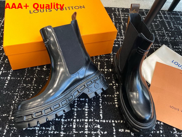 LV Record Chelsea Boot in Black Glazed Calf Leather 1AC7YI Replica