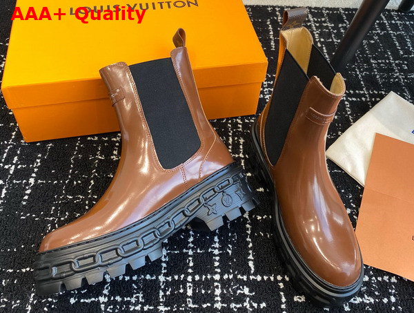 LV Record Chelsea Boot in Cognac Glazed Calf Leather Replica