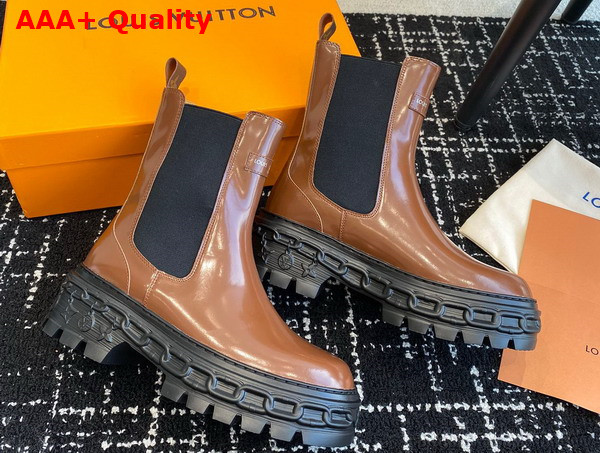 LV Record Chelsea Boot in Cognac Glazed Calf Leather Replica