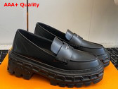 LV Record Loafer in Black Glazed Calf Leather 1AC9I9 Replica