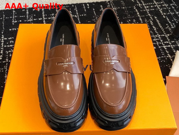 LV Record Loafer in Cognac Glazed Calf Leather Replica