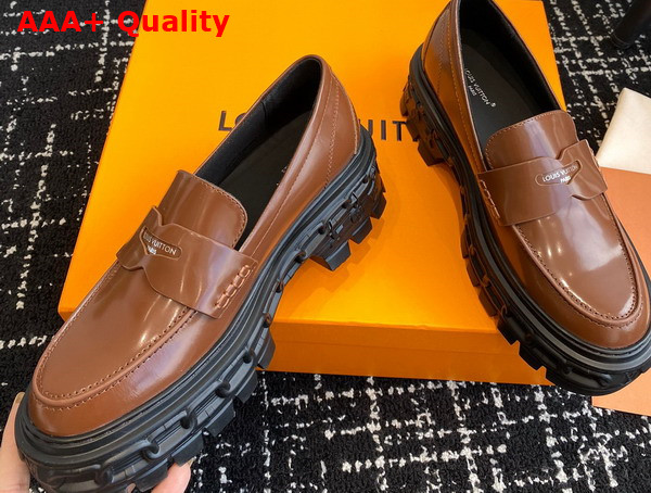 LV Record Loafer in Cognac Glazed Calf Leather Replica