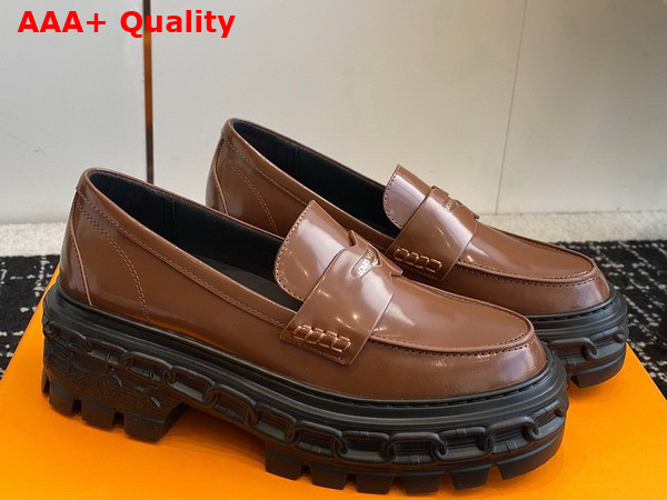 LV Record Loafer in Cognac Glazed Calf Leather Replica