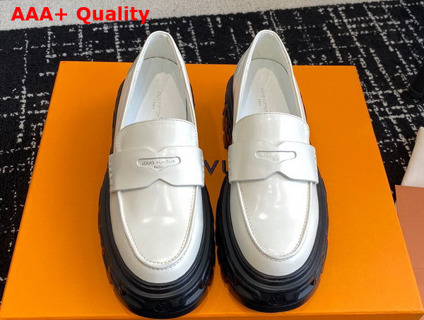 LV Record Loafer in White Glazed Calf Leather Replica