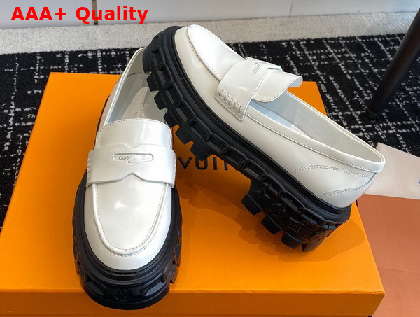 LV Record Loafer in White Glazed Calf Leather Replica