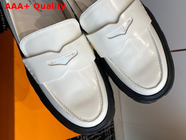 LV Record Loafer in White Glazed Calf Leather Replica