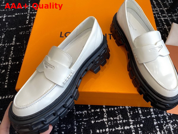 LV Record Loafer in White Glazed Calf Leather Replica